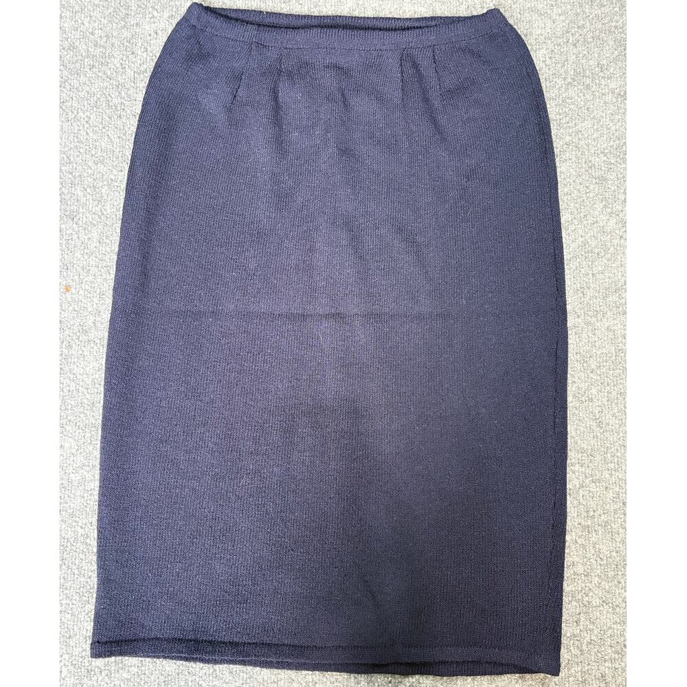 VTG Don Sayres for Wellmore Navy Wool Blend Knit Pencil Skirt Made USA Size 10